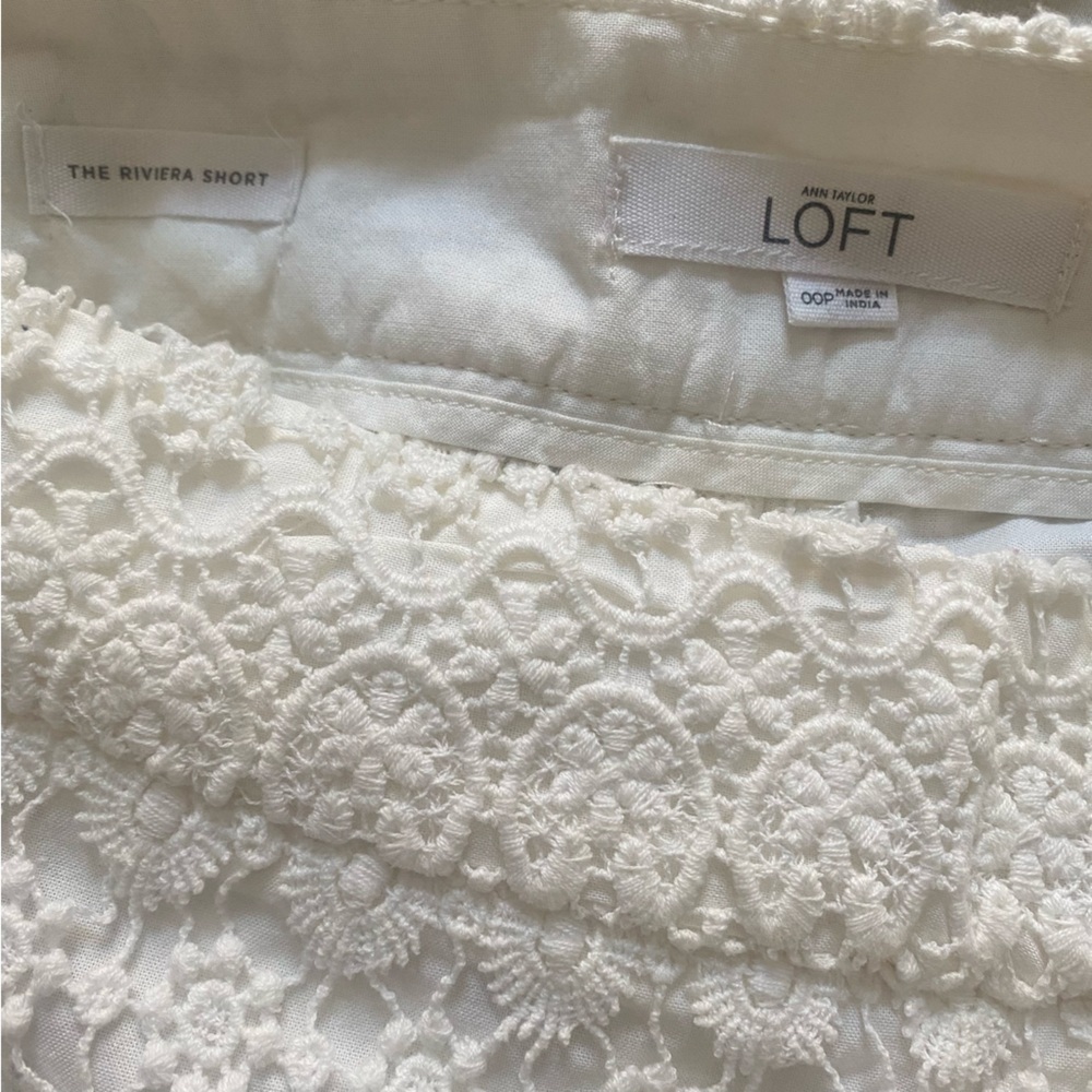 ANN TAYLOR LOFT White Lace Crochet Riviera Shorts - Picture 7 of 7
